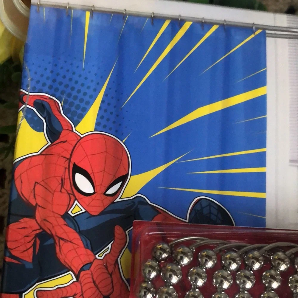 Marvel Spiderman Shower Curtain Set - Red, Blue, Yellow